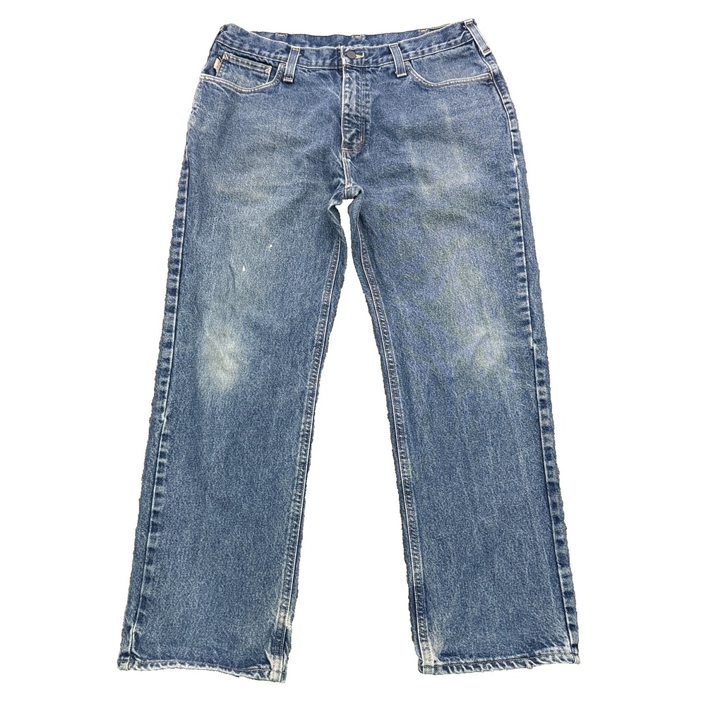 Carhartt FR‎ Flame Resistant Jeans Men's 36x30 Blue Denim Distressed Workwear